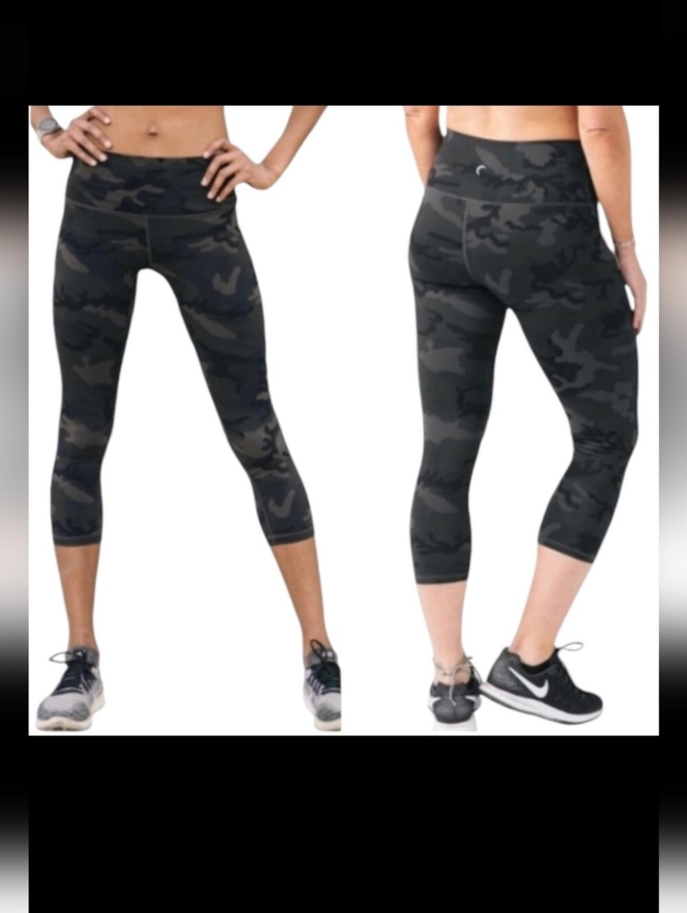 Zyia Forest Camo Luxe High Rise Capri Leggings Pants women's XS 0-2 Black Green